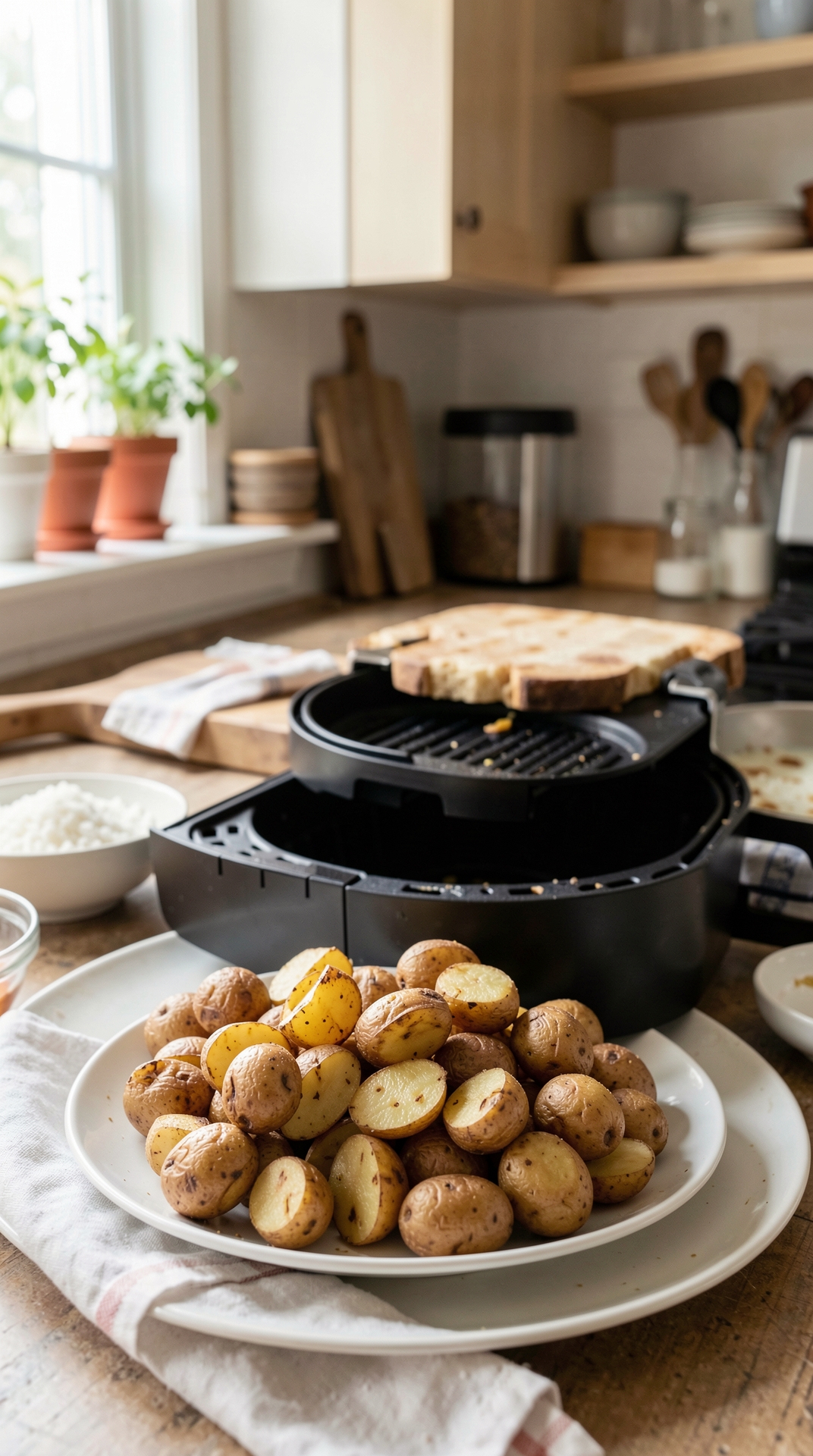 Best Approach To Air Frying Potatoes For Better Texture Every Time featured image showing air frying potatoes in a real home kitchen