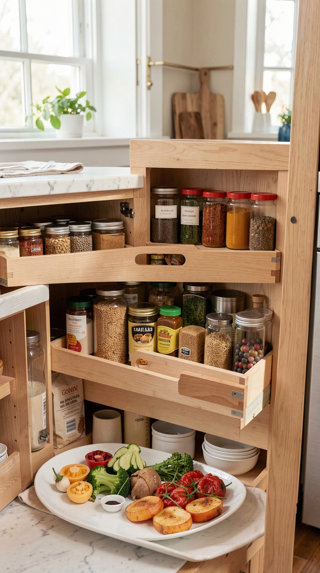Best Layout For Spice Drawers For Safer Storage featured image showing spice drawers in a real home kitchen