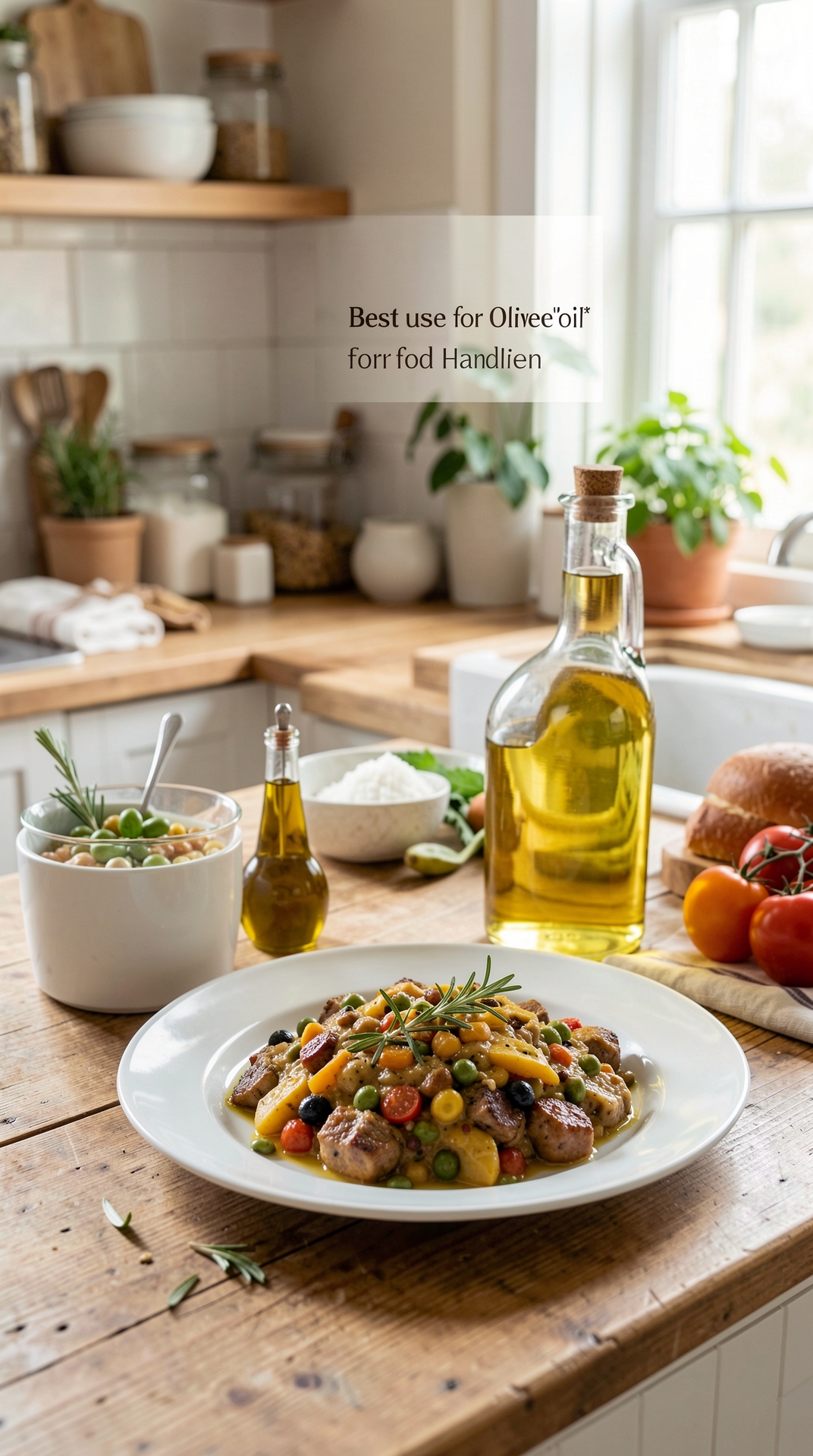 Best Uses For Olive Oil For Safer Food Handling featured image showing olive oil in a real home kitchen