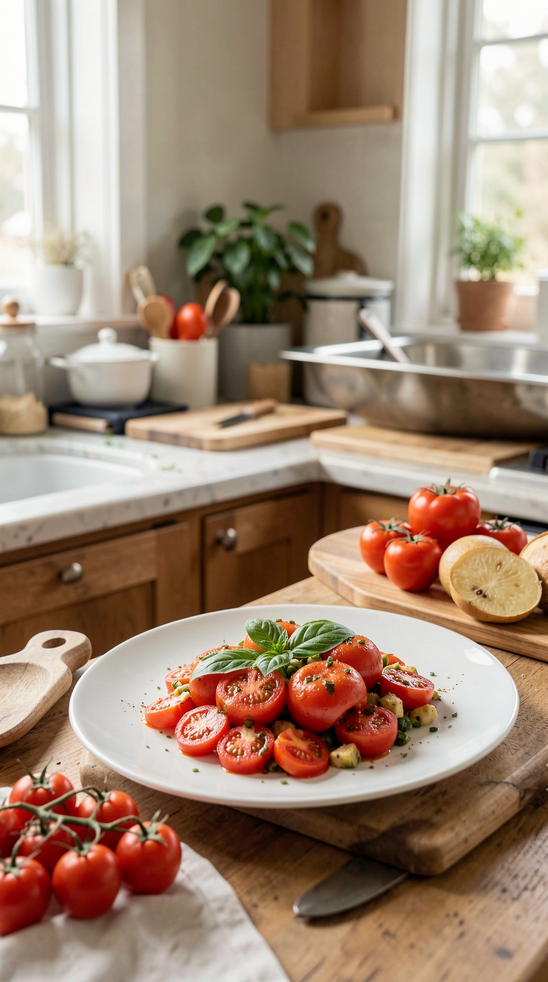 Best Uses For Tomatoes For Safer Food Handling featured image showing tomatoes in a real home kitchen