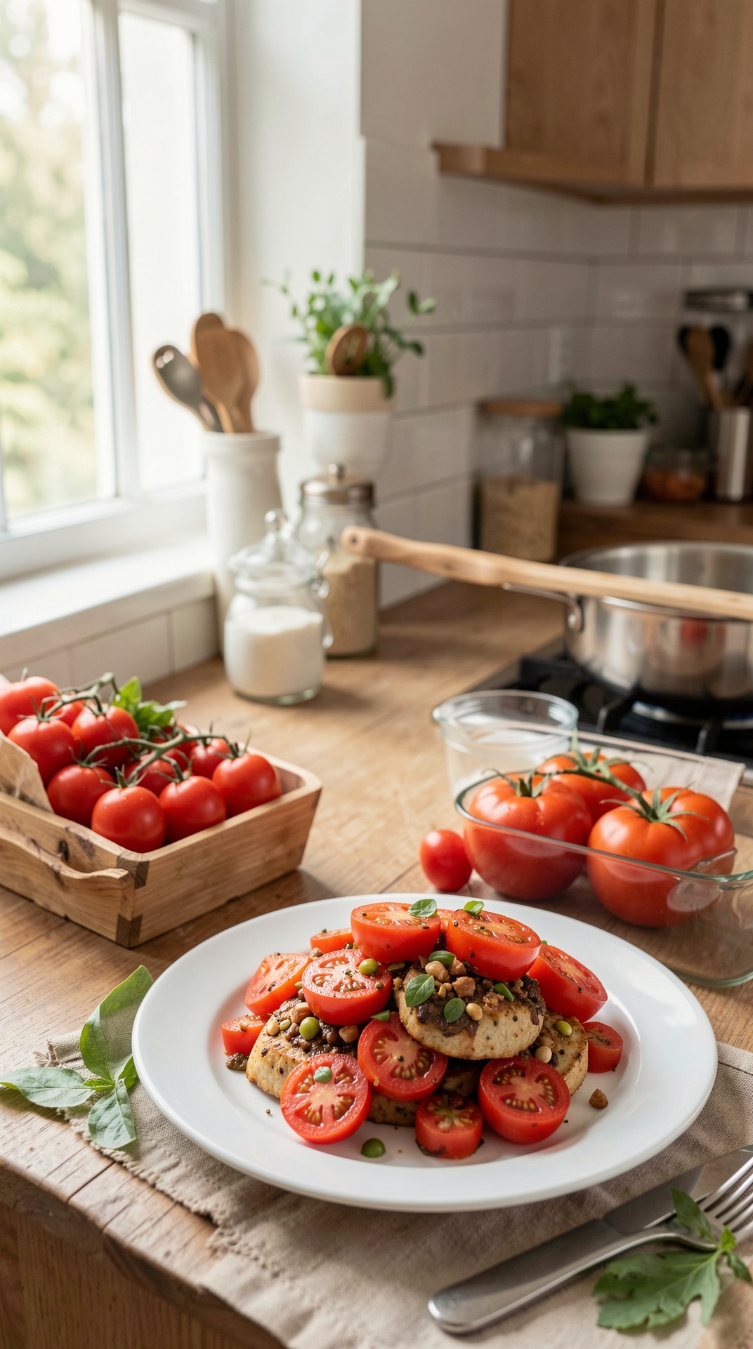 Best Uses For Tomatoes For Safer Food Handling featured image showing tomatoes in a real home kitchen
