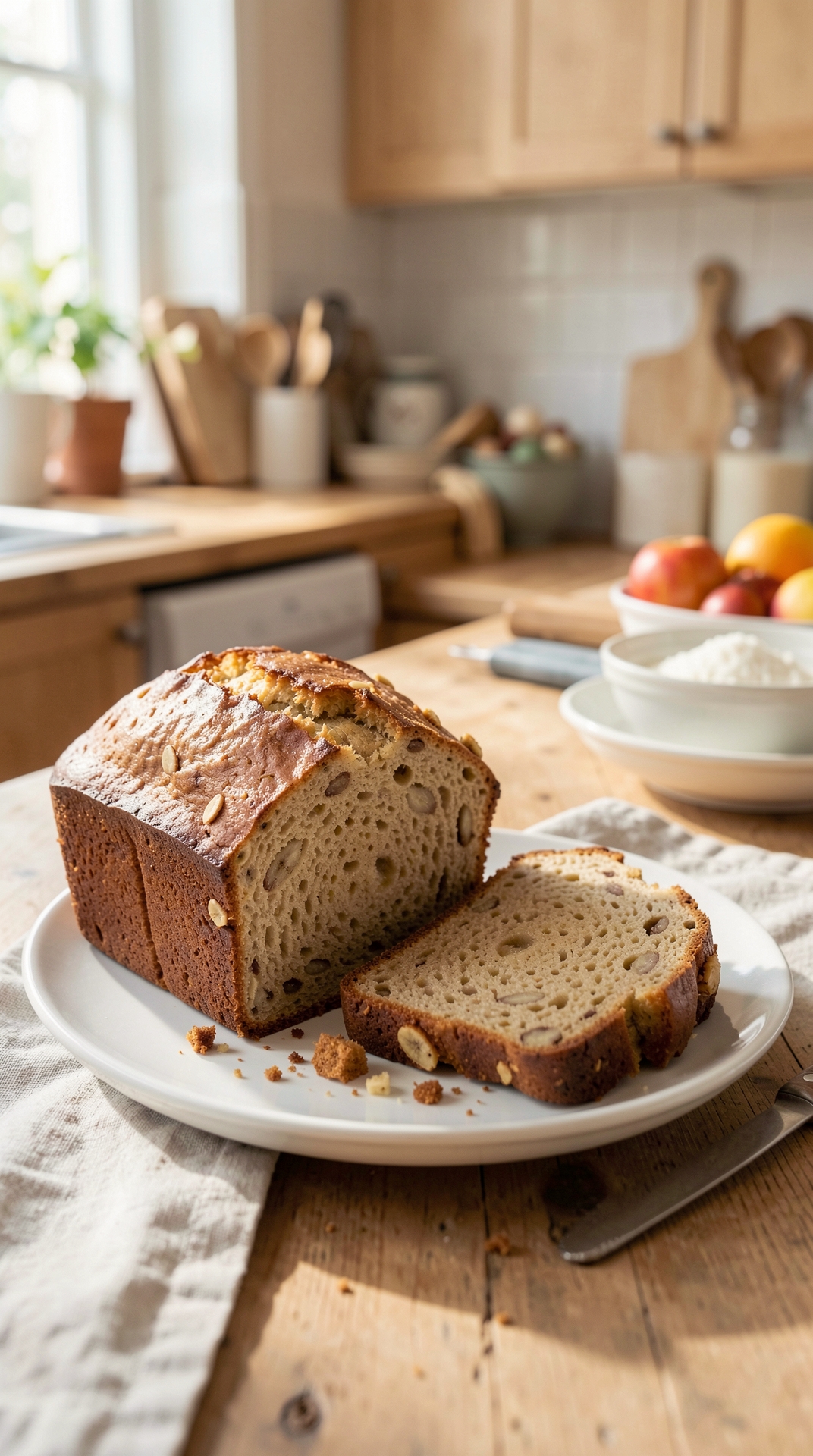 Common Problems With Banana Bread For Better Texture featured image showing banana bread in a real home kitchen