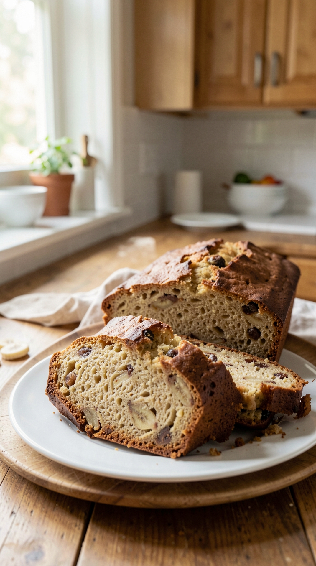 Common Problems With Banana Bread For Even Browning featured image showing banana bread in a real home kitchen