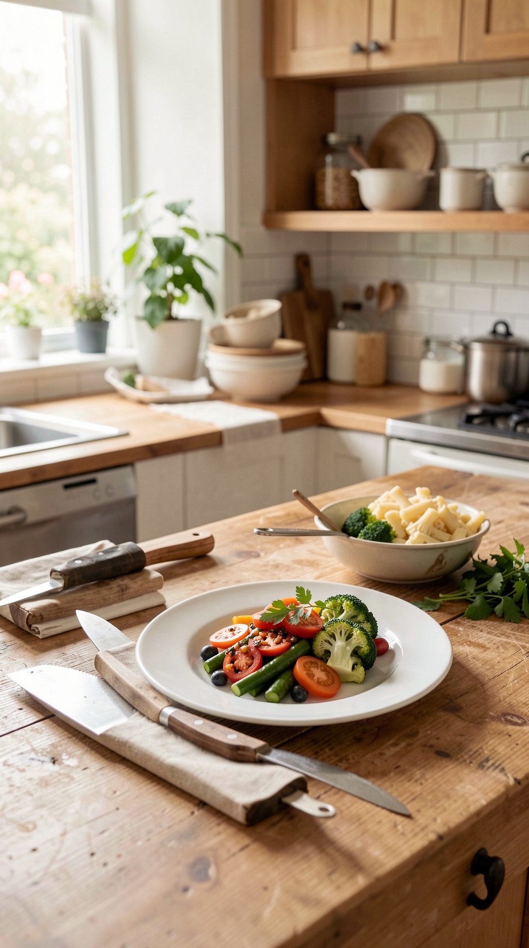 Easy Ways To Improve Knife Setup For Less Food Waste featured image showing knife setup in a real home kitchen
