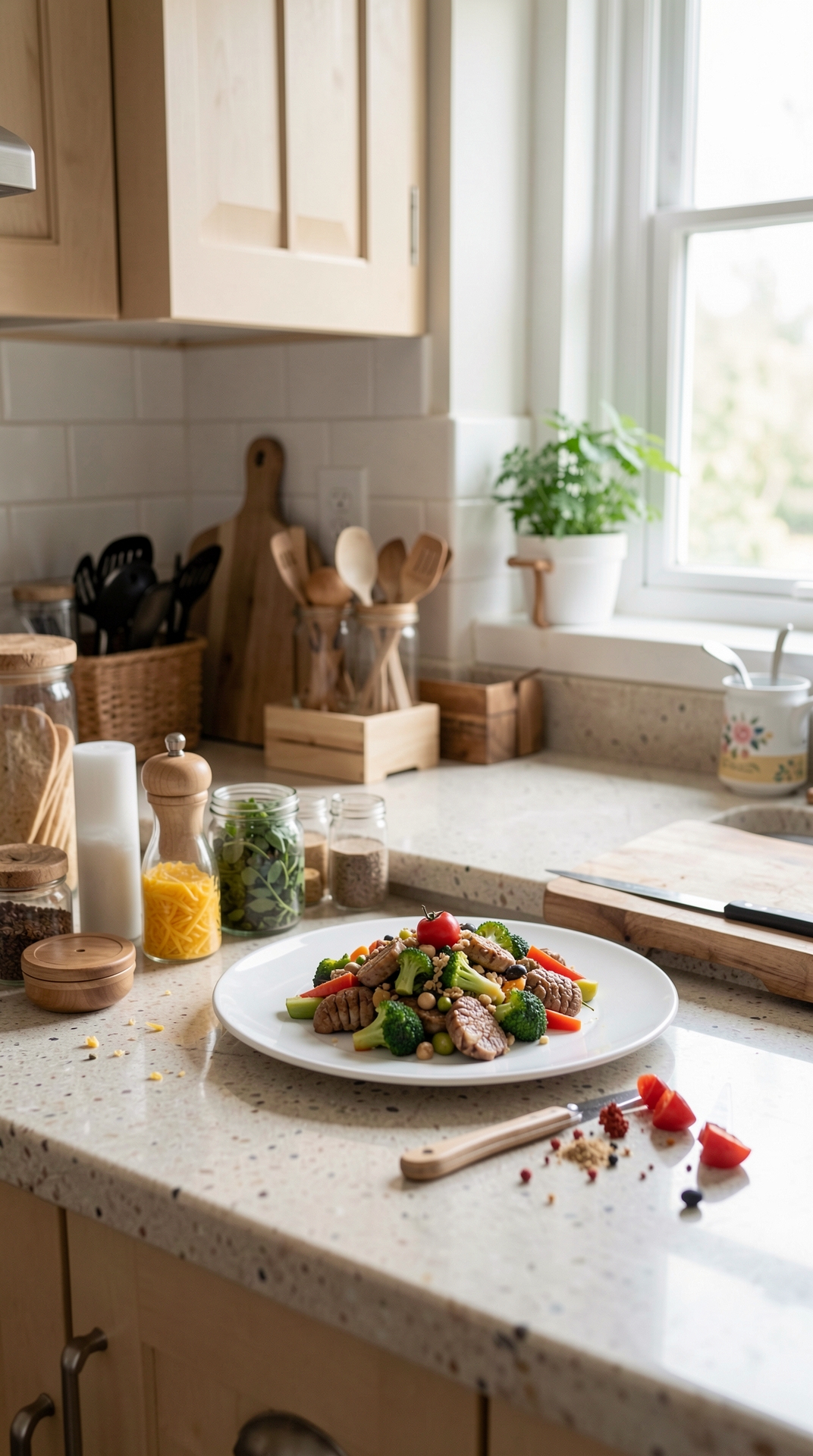Easy Ways To Improve Small Kitchen Counters For Less Food Waste featured image showing small kitchen counters in a real home kitchen