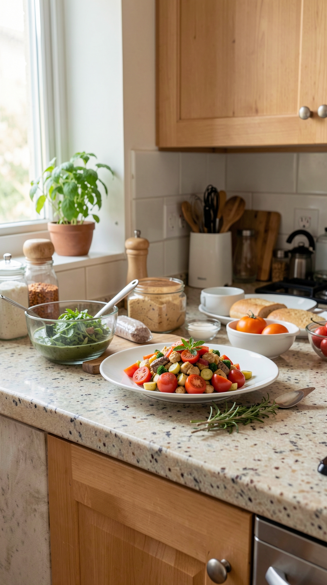 Easy Ways To Improve Small Kitchen Counters For Less Food Waste featured image showing small kitchen counters in a real home kitchen