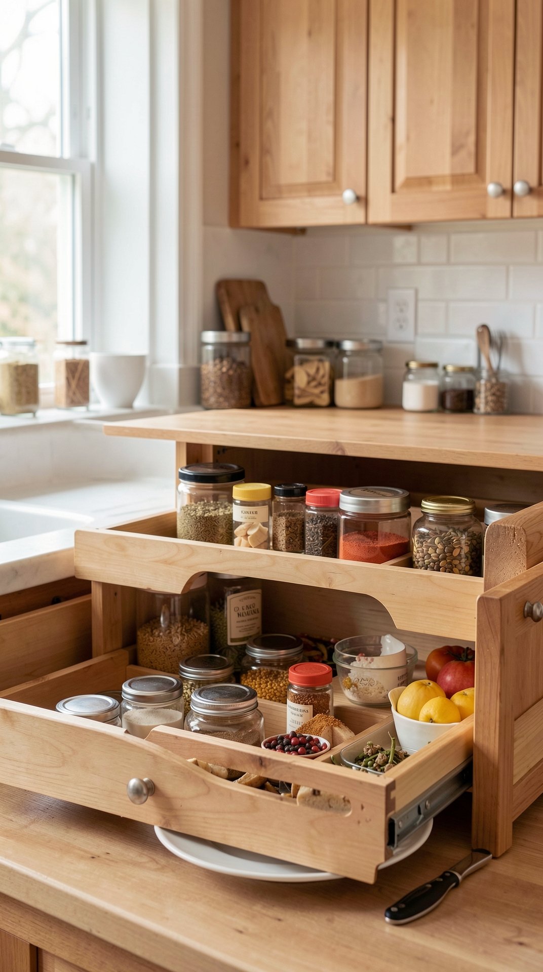 Easy Ways To Improve Spice Drawers For Less Food Waste featured image showing spice drawers in a real home kitchen