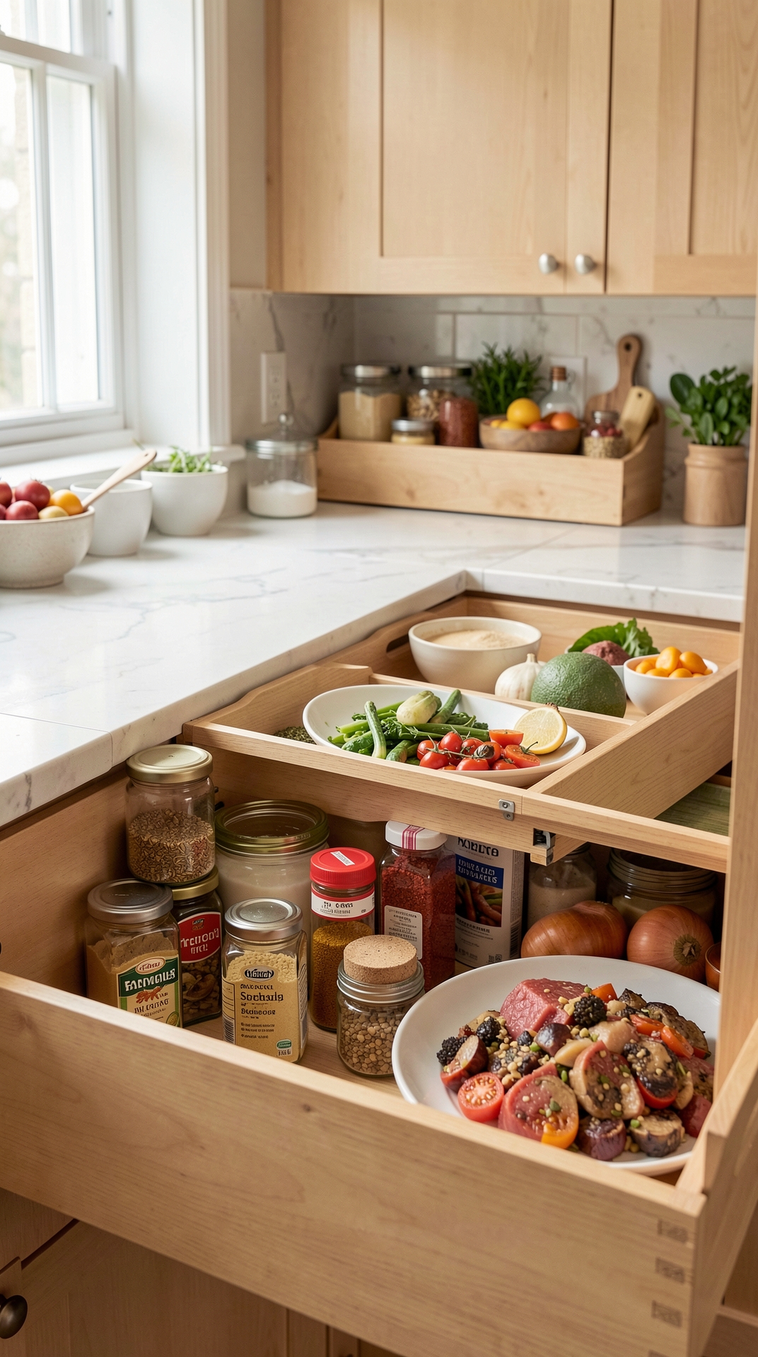 Easy Ways To Improve Spice Drawers For Safer Storage featured image showing spice drawers in a real home kitchen