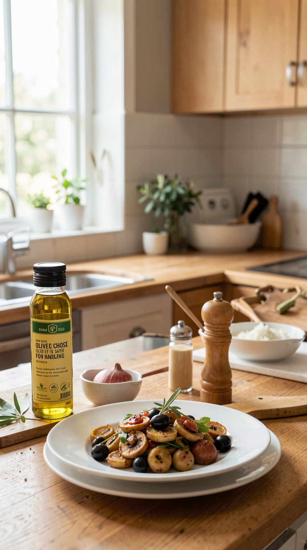 How To Choose Olive Oil For Safer Food Handling featured image showing olive oil in a real home kitchen
