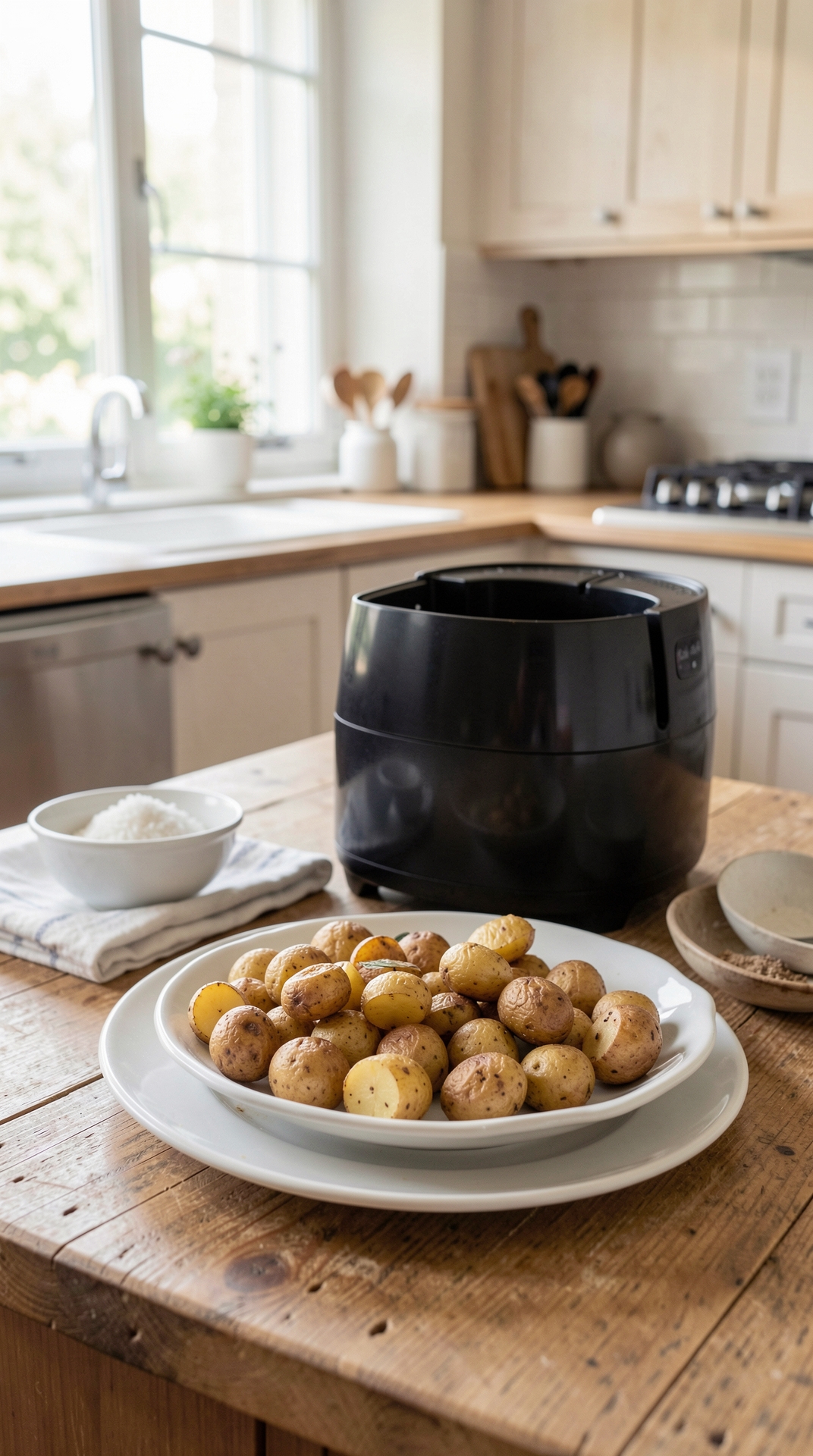 How To Fix Air Frying Potatoes For Consistent Doneness featured image showing air frying potatoes in a real home kitchen