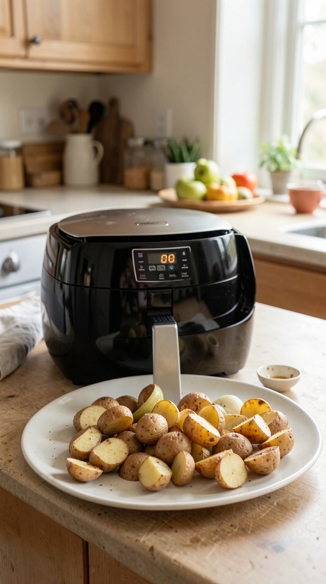 How To Fix Air Frying Potatoes For Less Guesswork featured image showing air frying potatoes in a real home kitchen