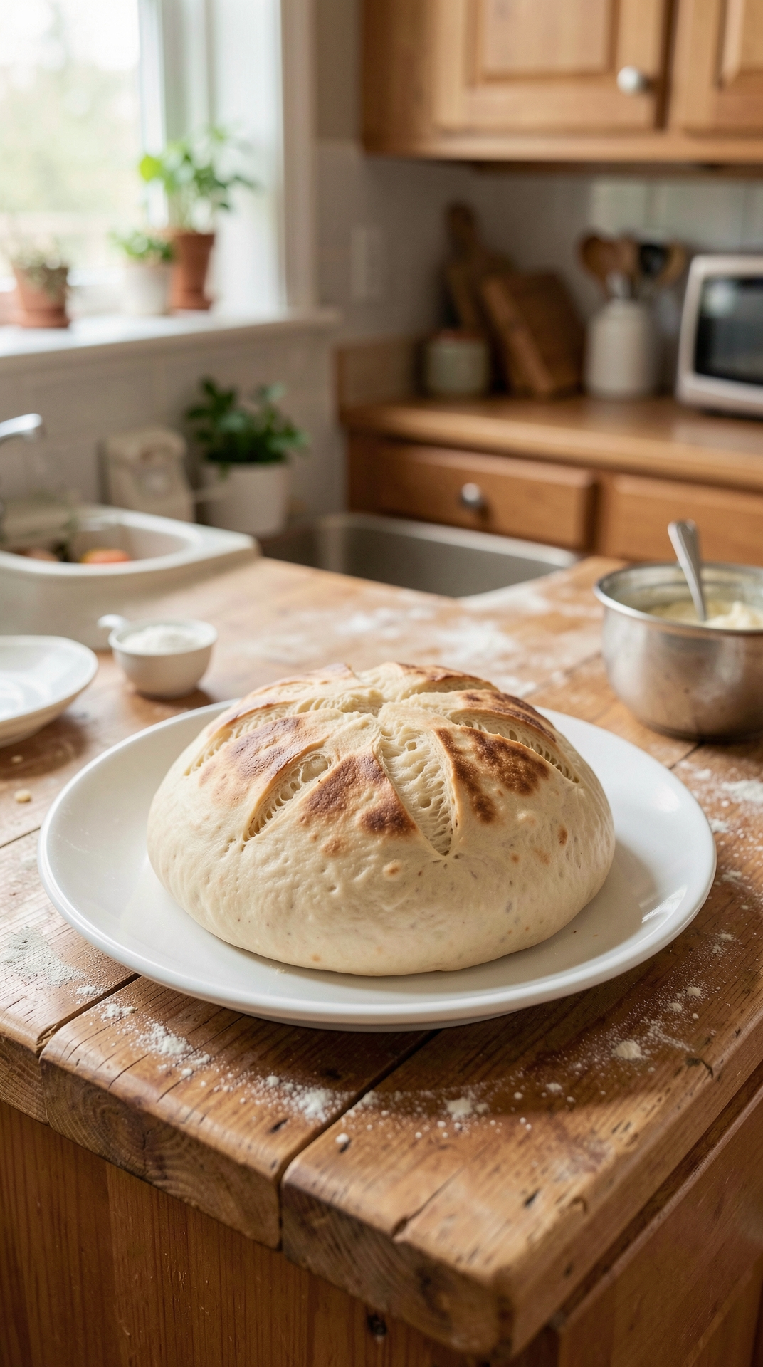 How To Improve Yeast Dough For Even Browning featured image showing yeast dough in a real home kitchen