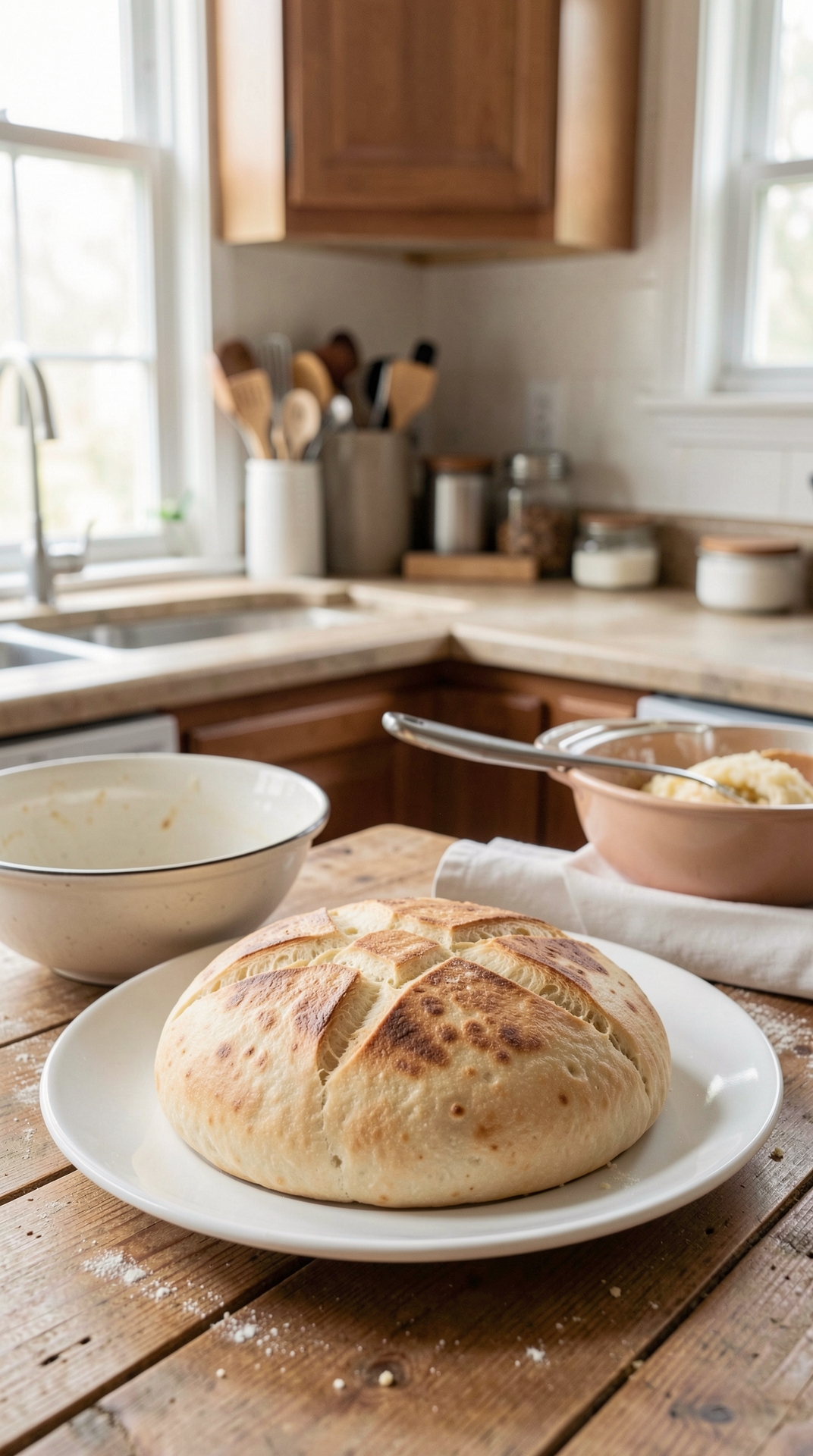 How To Improve Yeast Dough For Even Browning featured image showing yeast dough in a real home kitchen