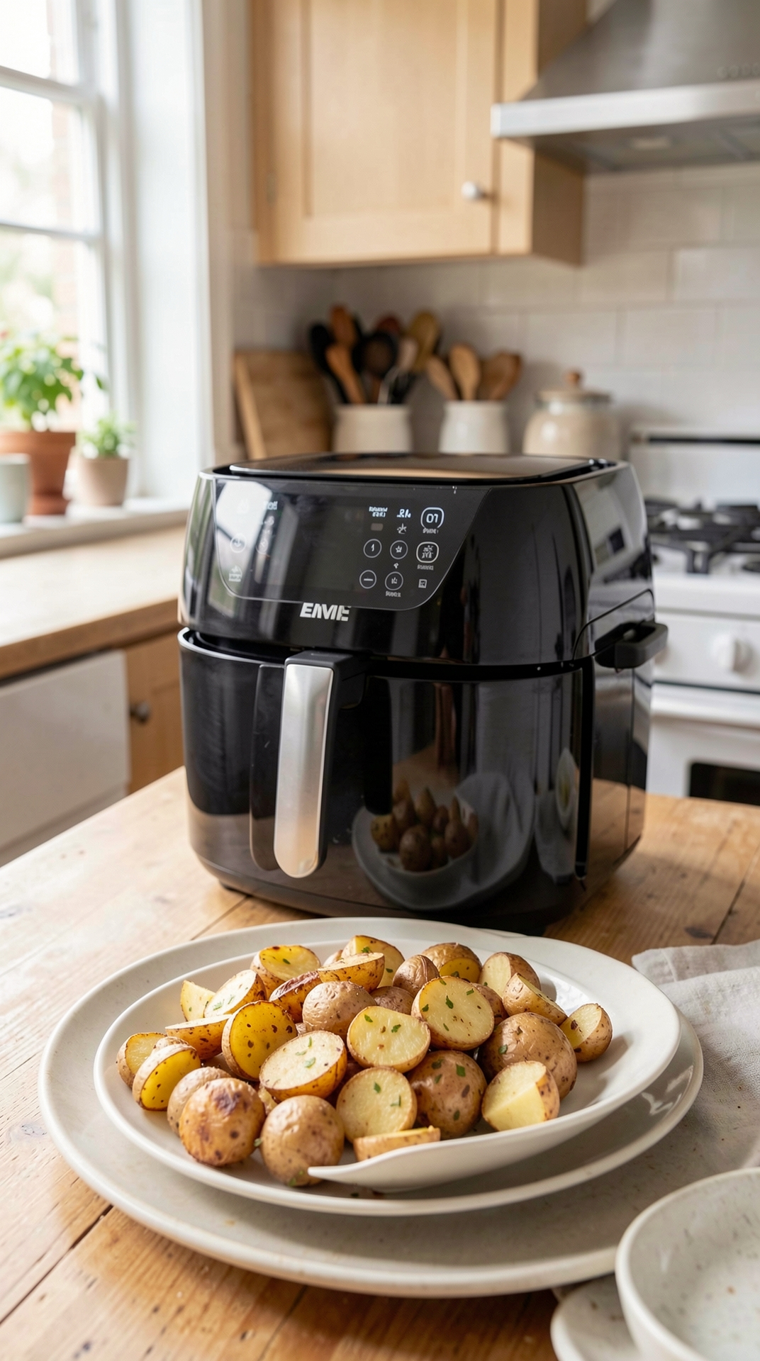 How To Master Air Frying Potatoes For Consistent Doneness featured image showing air frying potatoes in a real home kitchen
