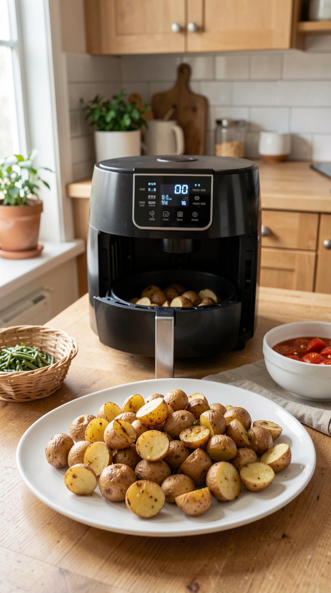 How To Master Air Frying Potatoes For More Flavor Development featured image showing air frying potatoes in a real home kitchen