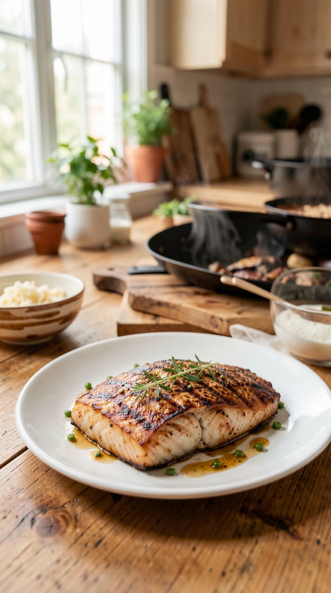 How To Master Grilling Fish For More Flavor Development featured image showing grilling fish in a real home kitchen