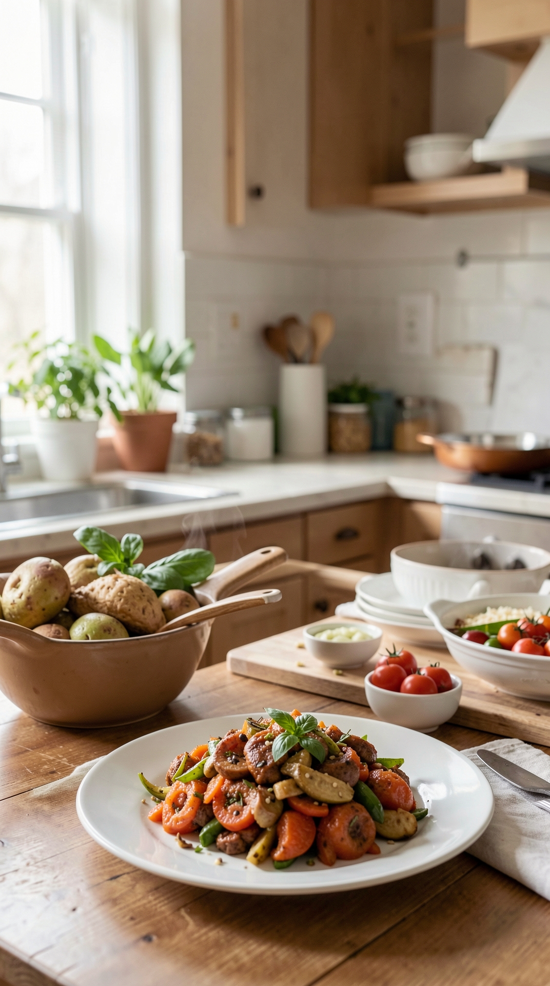 How To Plan Family Dinners For Less Stress On Weeknights featured image showing family dinners in a real home kitchen