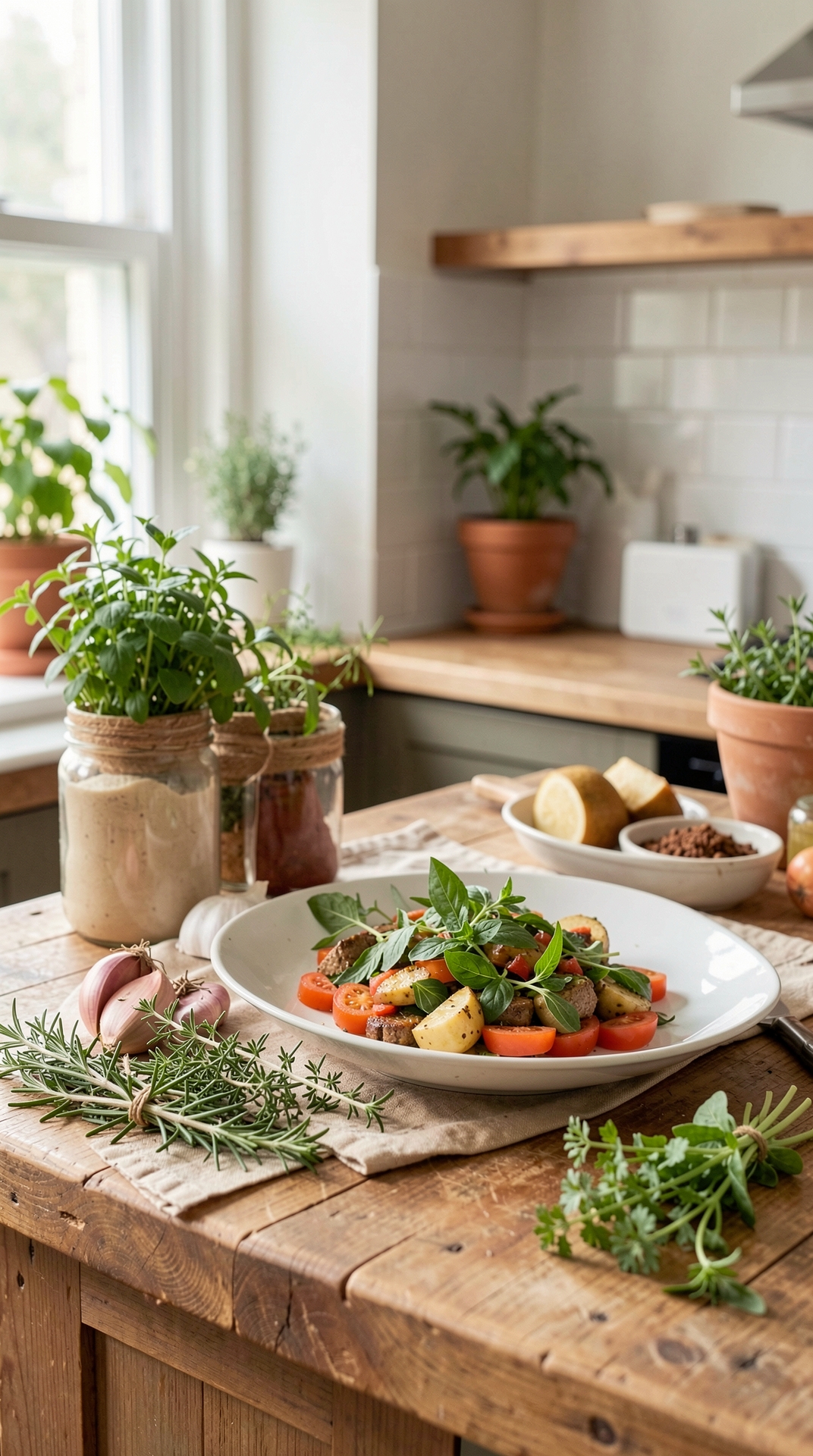 How To Store Fresh Herbs For Less Spoilage featured image showing fresh herbs in a real home kitchen