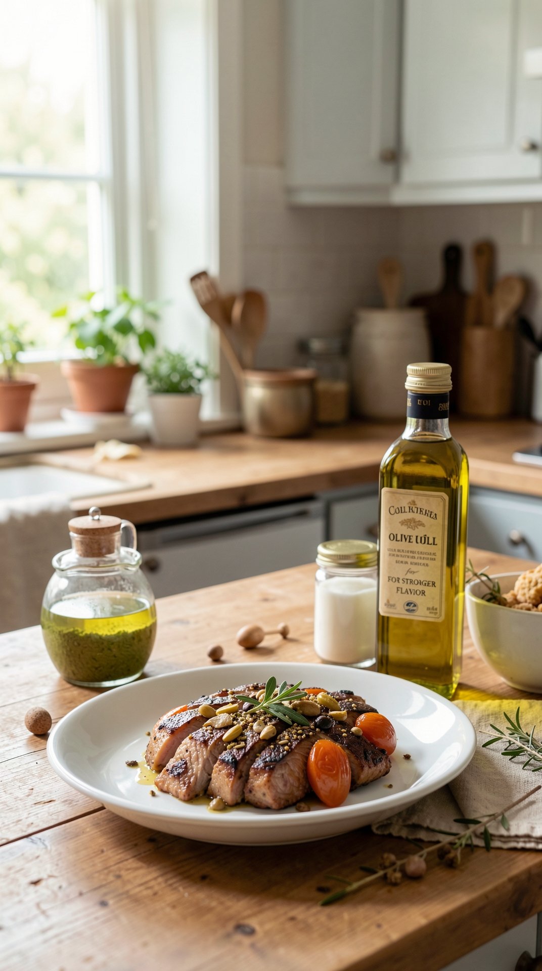 How To Store Olive Oil For Stronger Flavor featured image showing olive oil in a real home kitchen