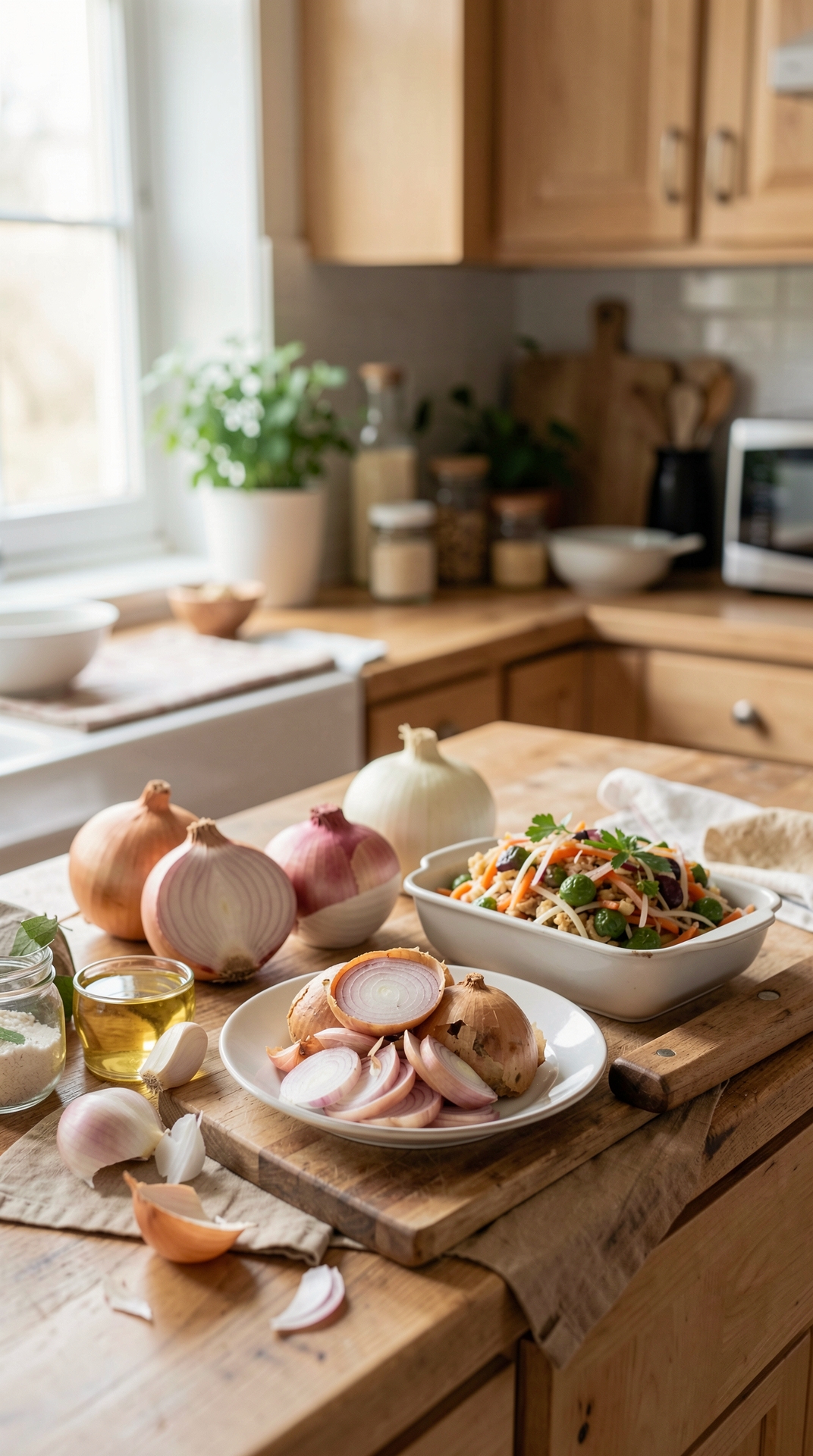 How To Store Onions For Less Spoilage featured image showing onions in a real home kitchen