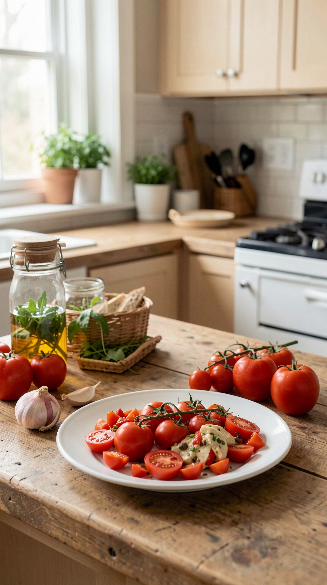 How To Store Tomatoes For Less Spoilage featured image showing tomatoes in a real home kitchen
