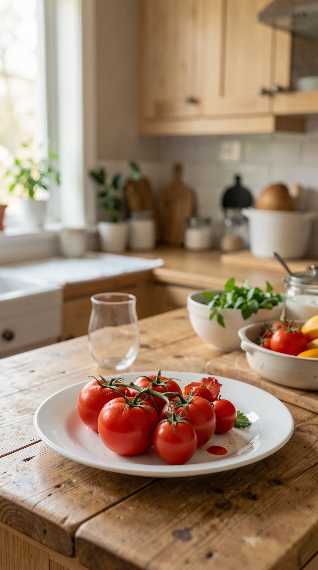 How To Store Tomatoes For Stronger Flavor featured image showing tomatoes in a real home kitchen