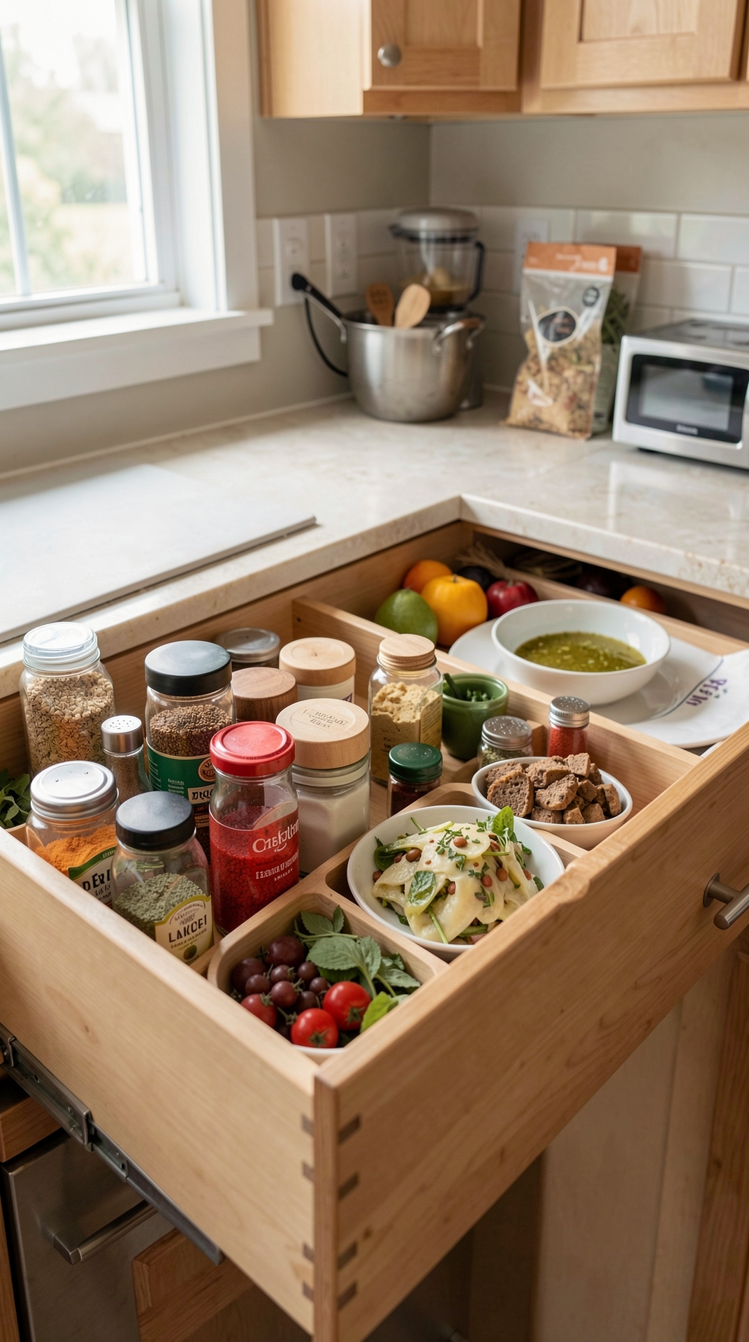 How To Streamline Spice Drawers For Faster Prep featured image showing spice drawers in a real home kitchen