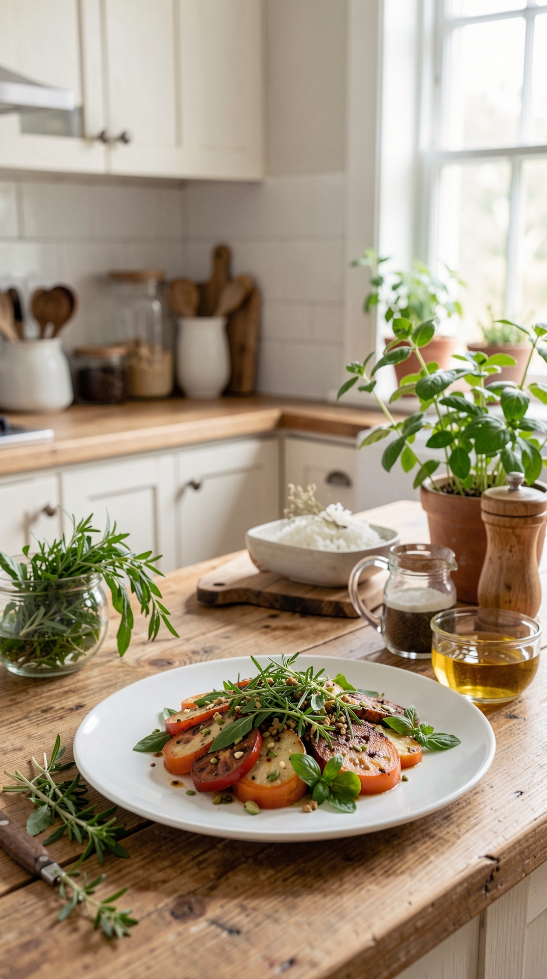 Kitchen Guide To Fresh Herbs For Better Shelf Life featured image showing fresh herbs in a real home kitchen