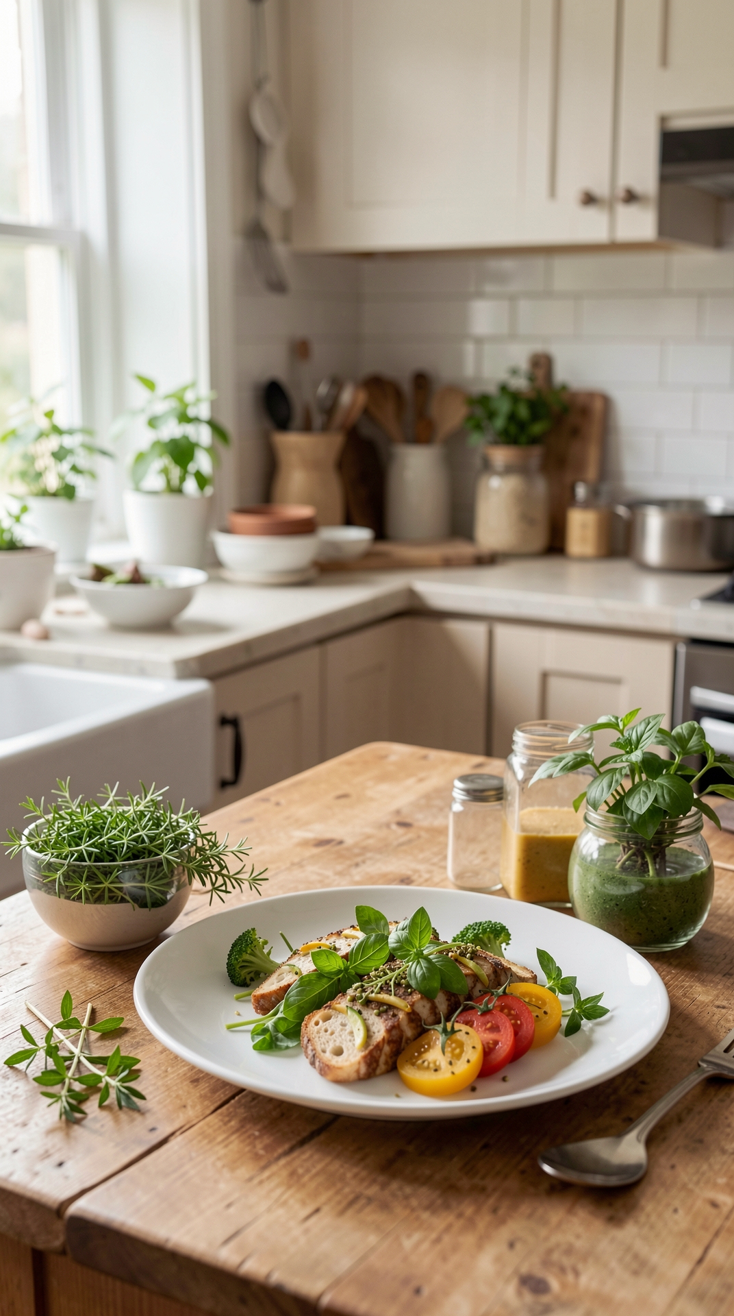 Kitchen Guide To Fresh Herbs For Safer Food Handling featured image showing fresh herbs in a real home kitchen