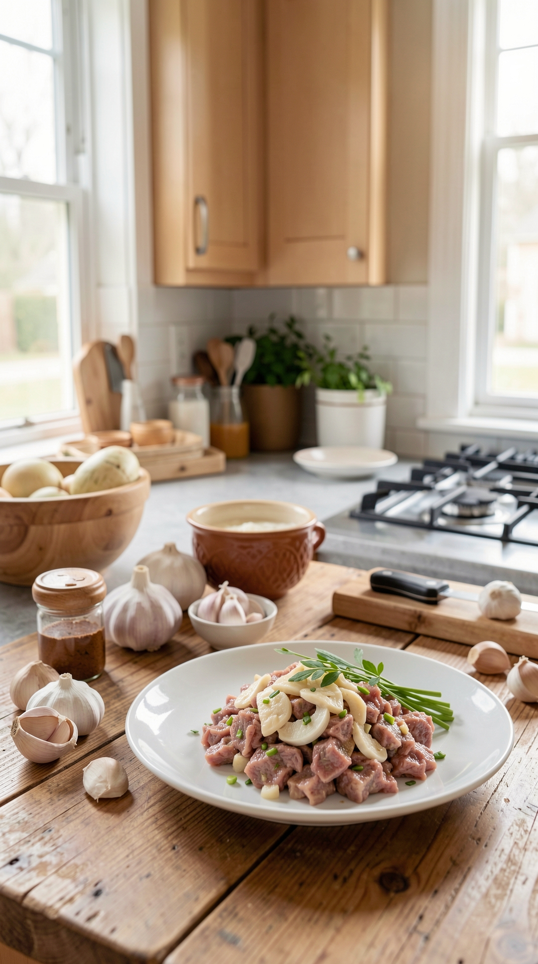 Kitchen Guide To Garlic For Safer Food Handling featured image showing garlic in a real home kitchen