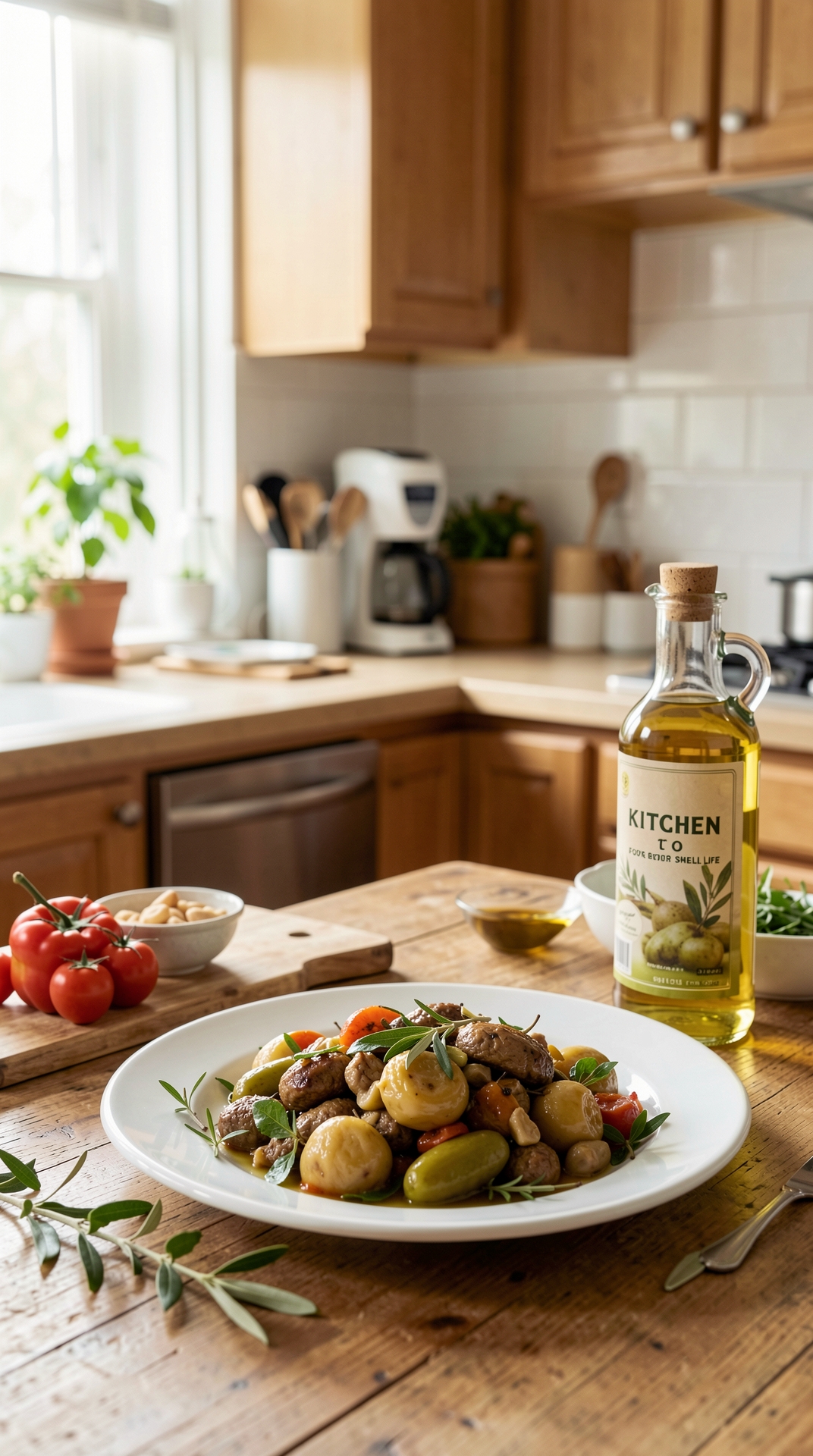 Kitchen Guide To Olive Oil For Better Shelf Life featured image showing olive oil in a real home kitchen