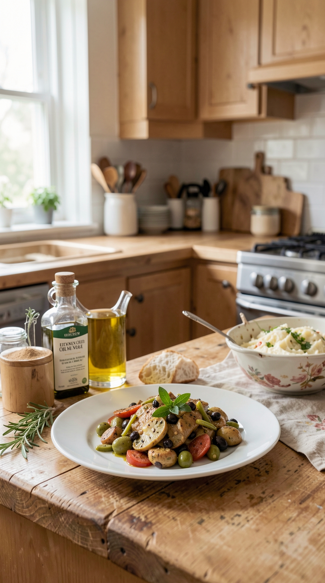 Kitchen Guide To Olive Oil For Better Shelf Life featured image showing olive oil in a real home kitchen