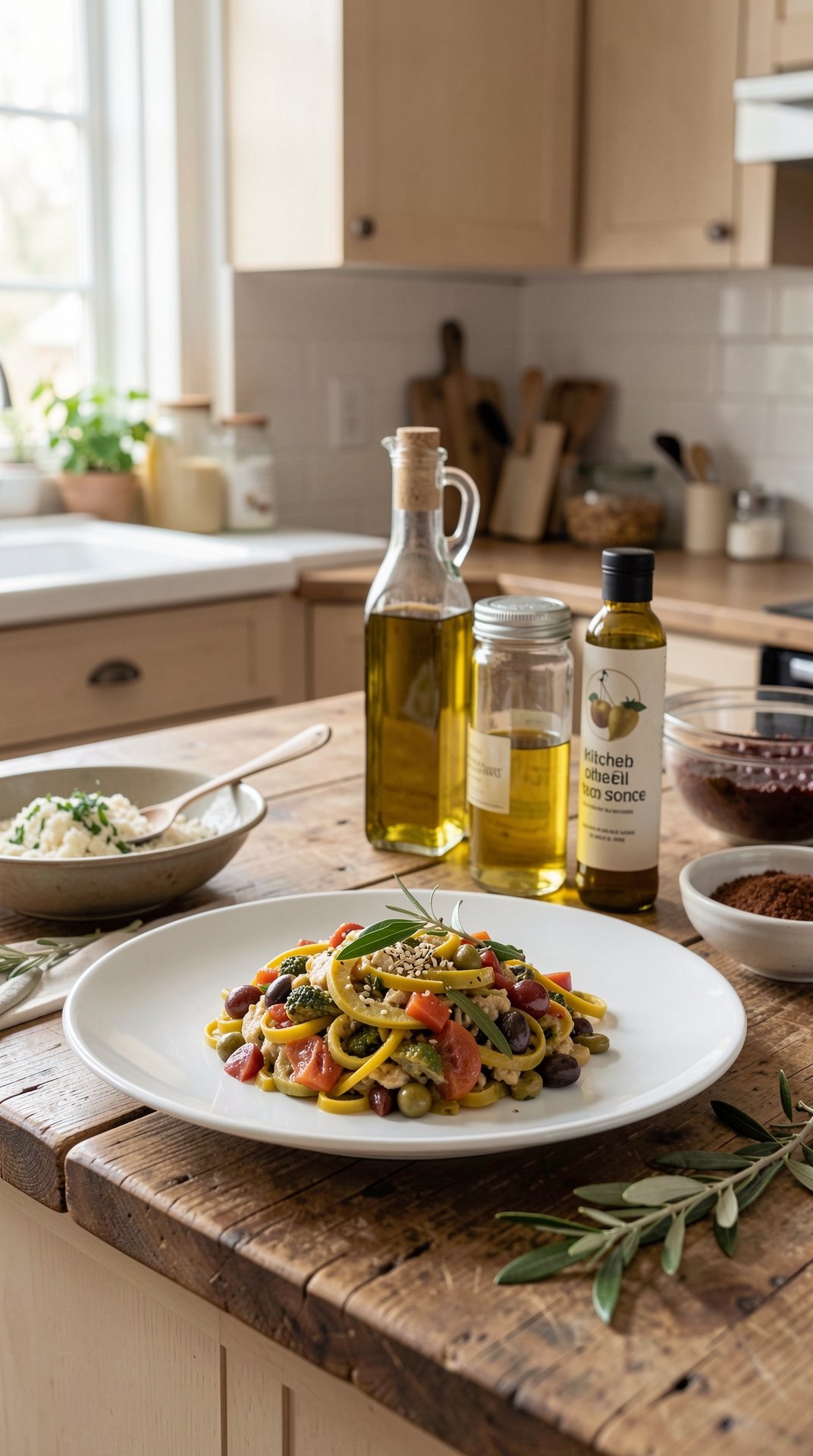 Kitchen Guide To Olive Oil For Less Spoilage featured image showing olive oil in a real home kitchen