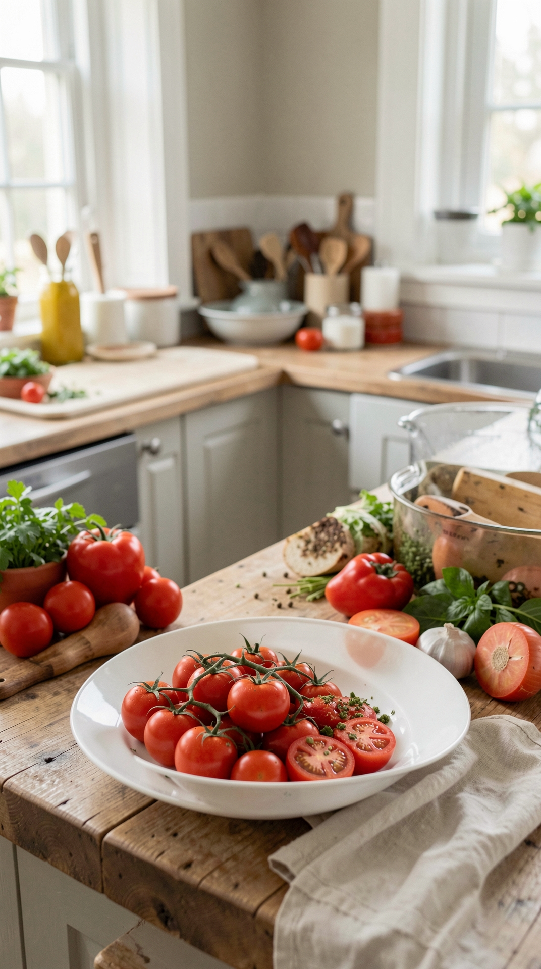 Kitchen Guide To Tomatoes For Better Shelf Life featured image showing tomatoes in a real home kitchen