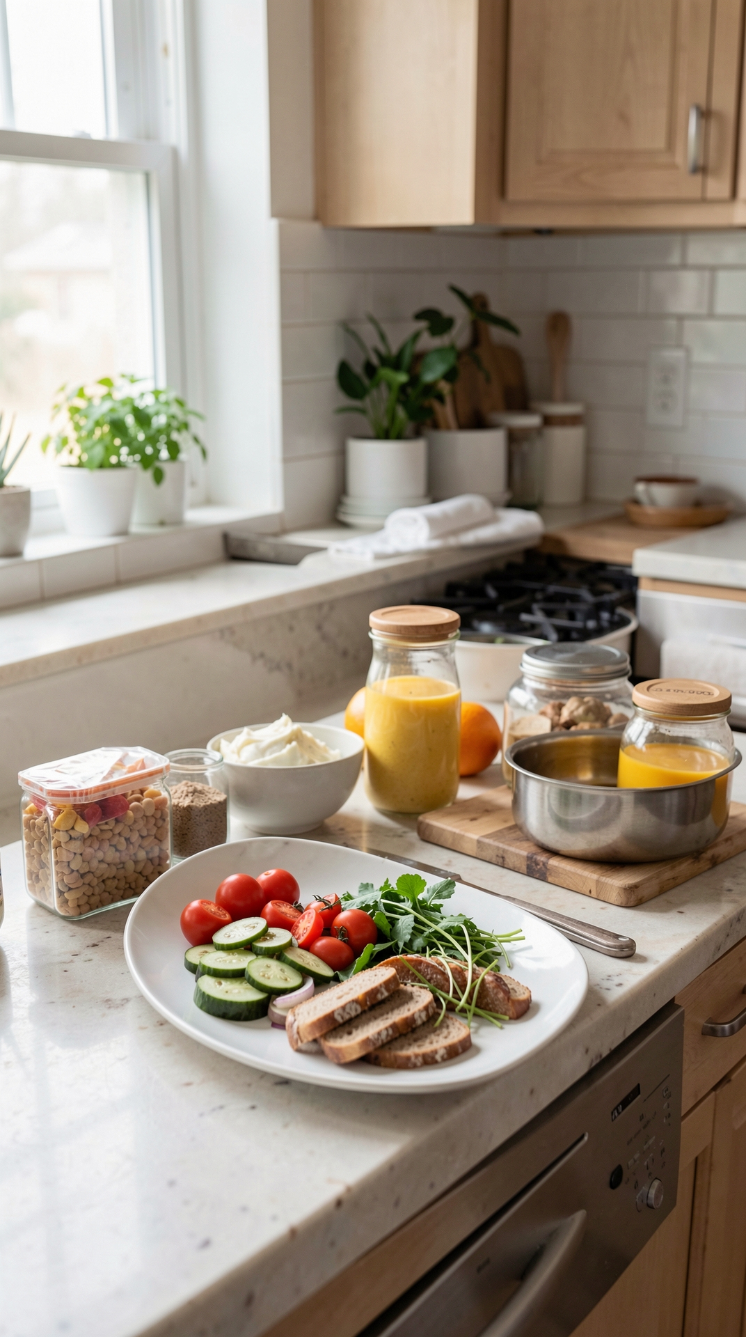 Smart Tips For Prep Stations For Less Food Waste featured image showing prep stations in a real home kitchen