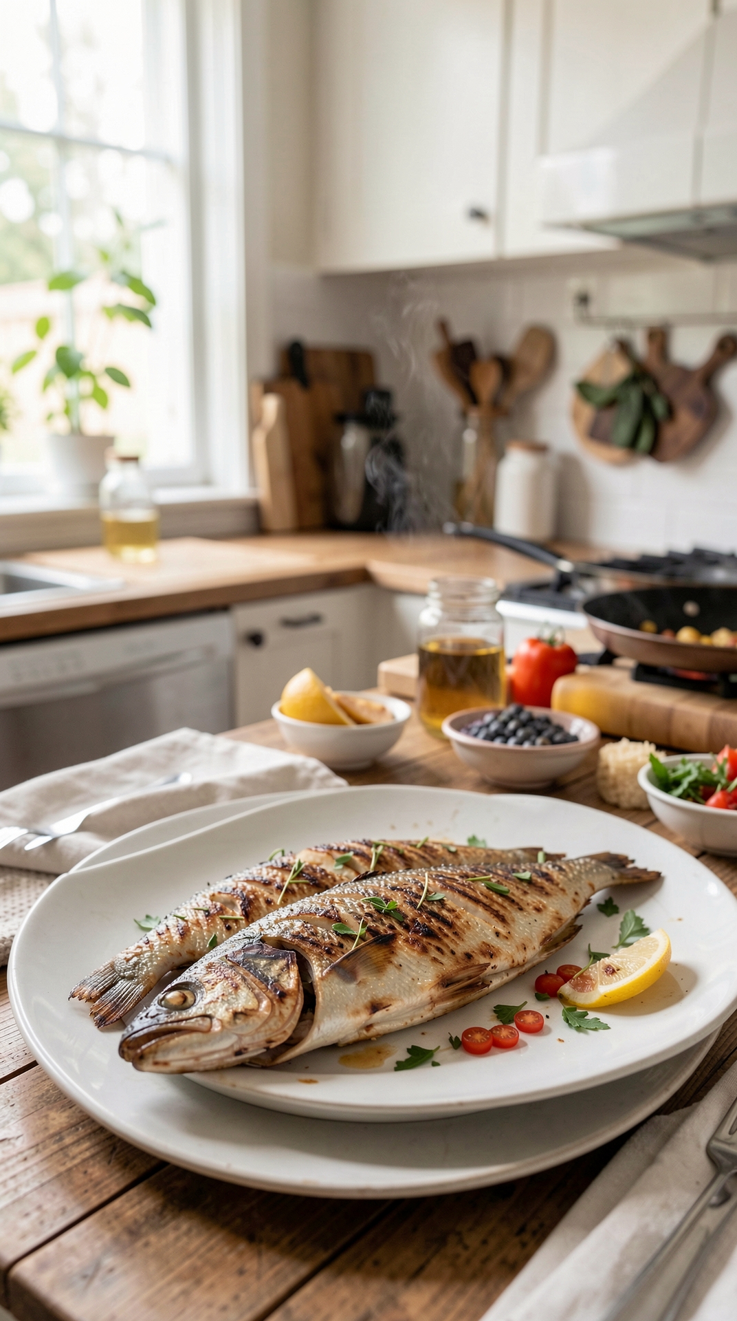 Step-By-Step Guide To Grilling Fish For Better Browning featured image showing grilling fish in a real home kitchen