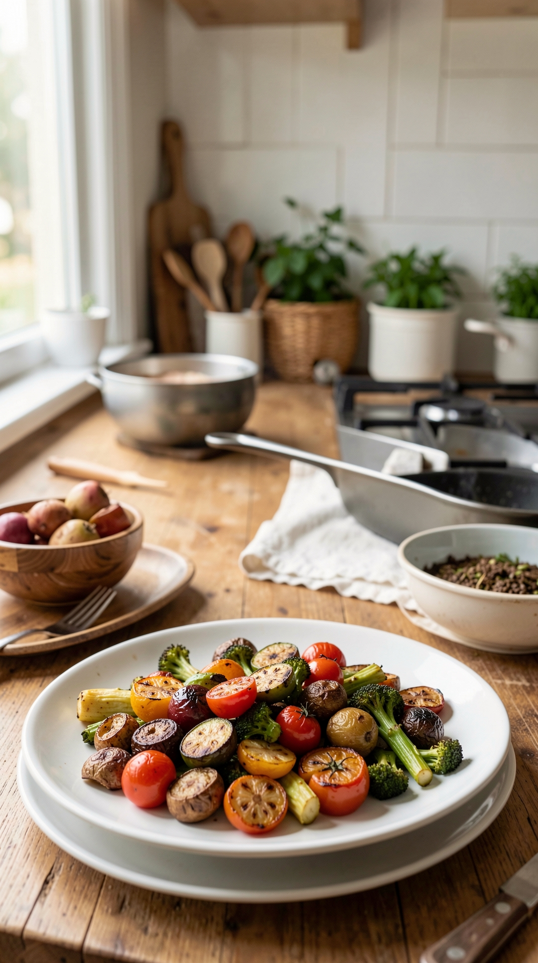 Step-By-Step Guide To Roasting Vegetables For Better Browning featured image showing roasting vegetables in a real home kitchen