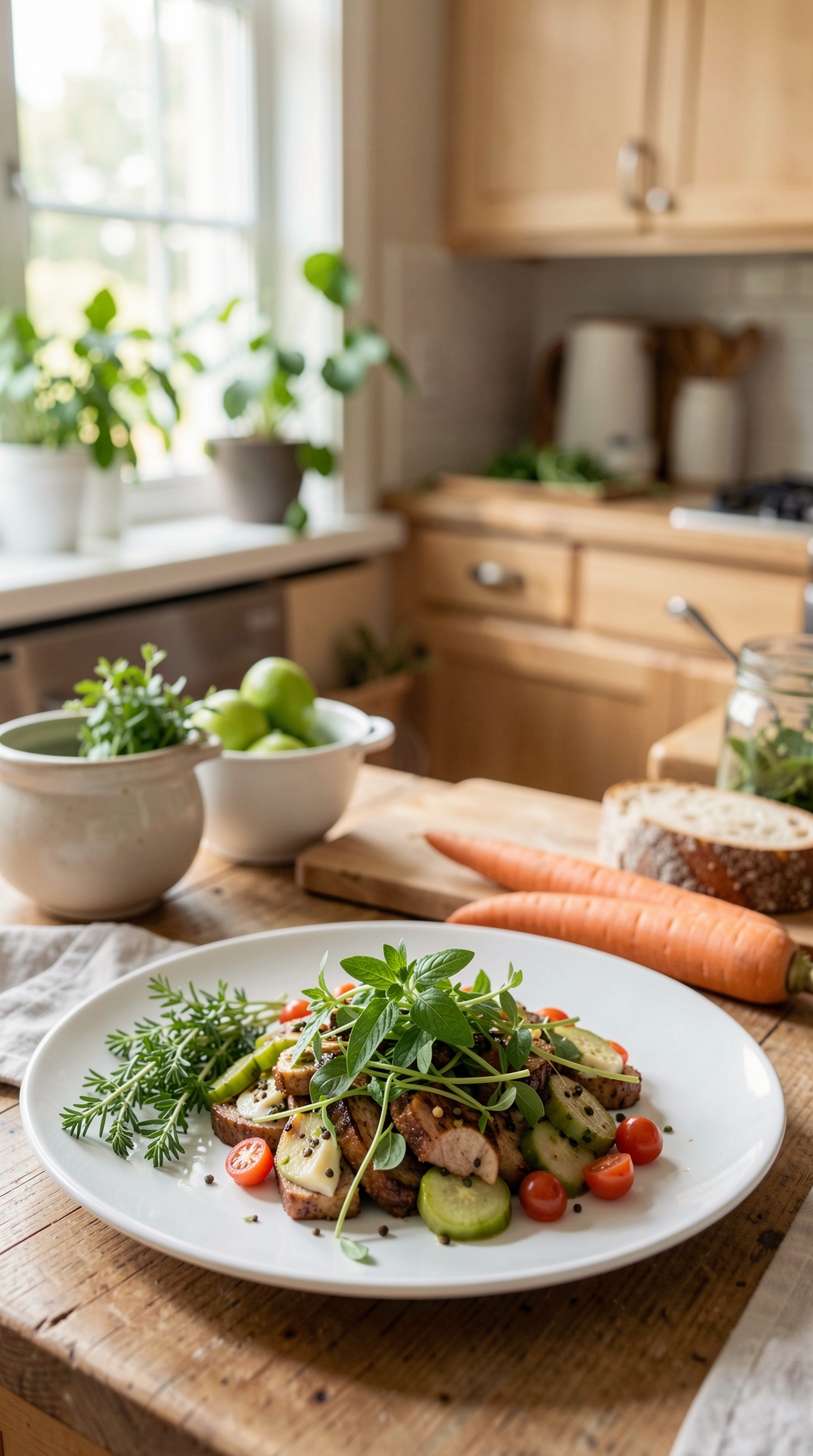 What To Know About Fresh Herbs For Safer Food Handling featured image showing fresh herbs in a real home kitchen