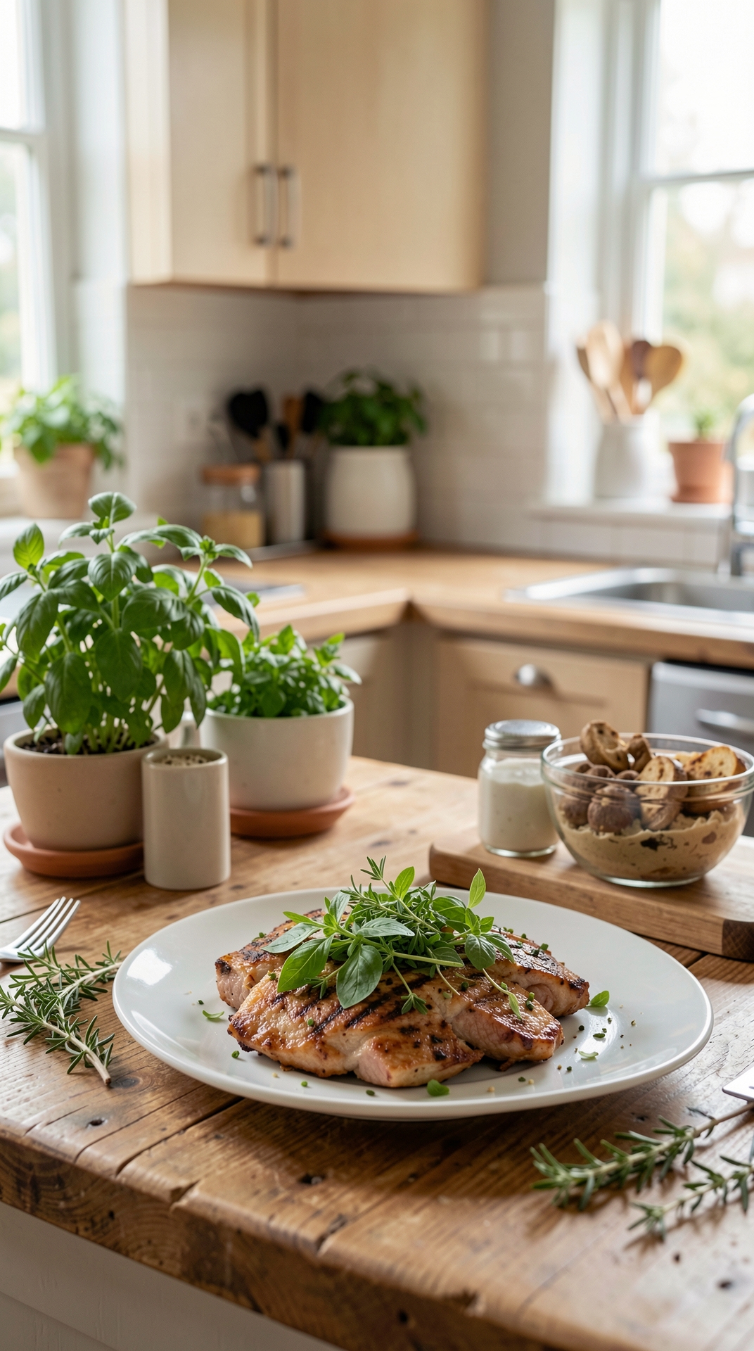 What To Know About Fresh Herbs For Safer Food Handling featured image showing fresh herbs in a real home kitchen