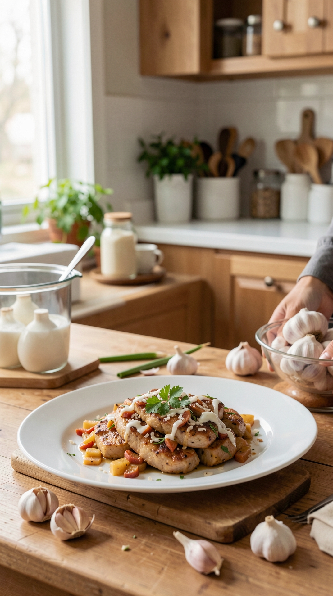 What To Know About Garlic For Safer Food Handling featured image showing garlic in a real home kitchen