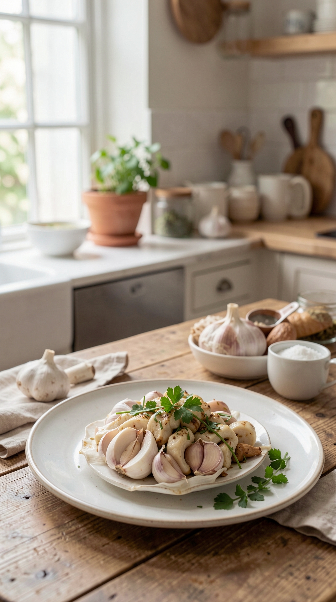 What To Know About Garlic For Stronger Flavor featured image showing garlic in a real home kitchen
