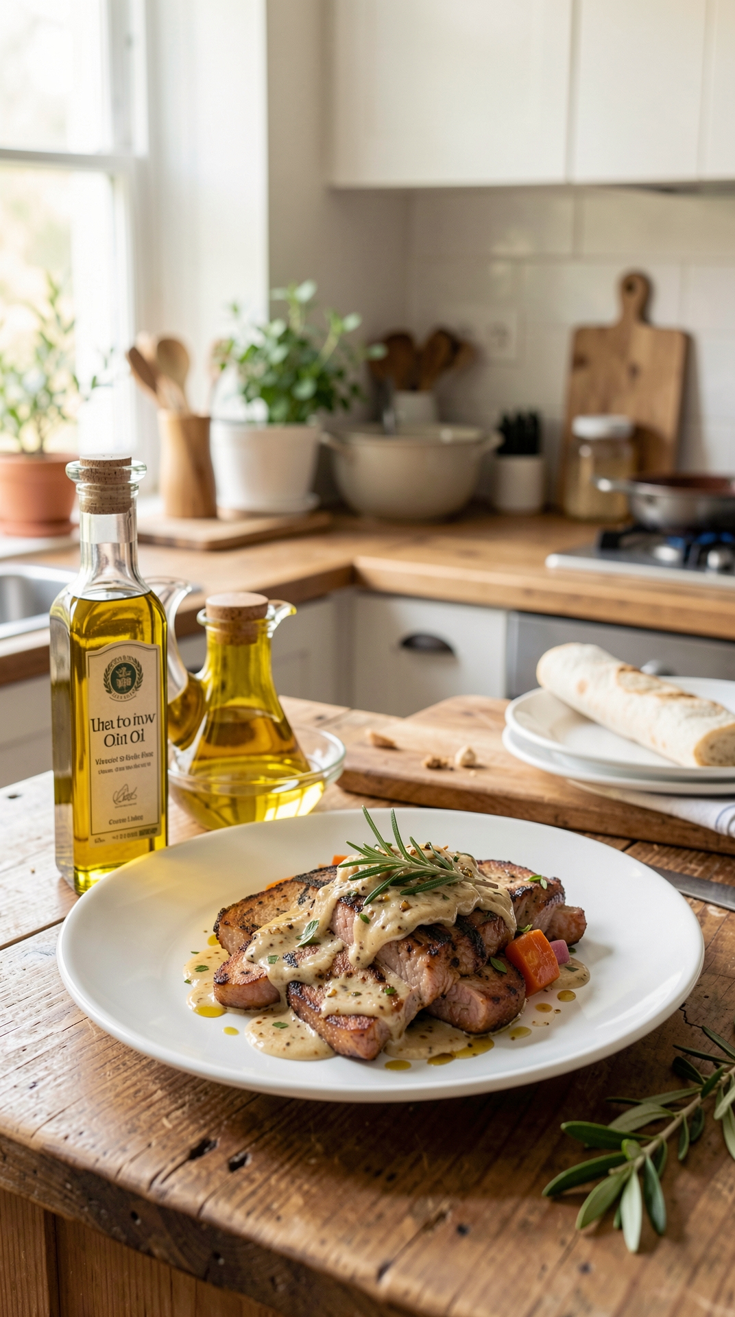 What To Know About Olive Oil For Less Spoilage featured image showing olive oil in a real home kitchen