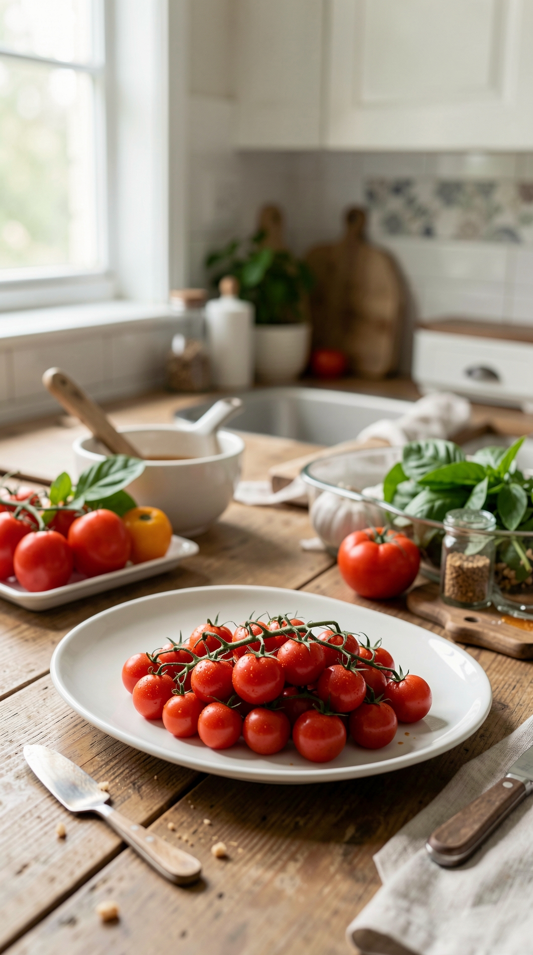 What To Know About Tomatoes For Less Spoilage featured image showing tomatoes in a real home kitchen