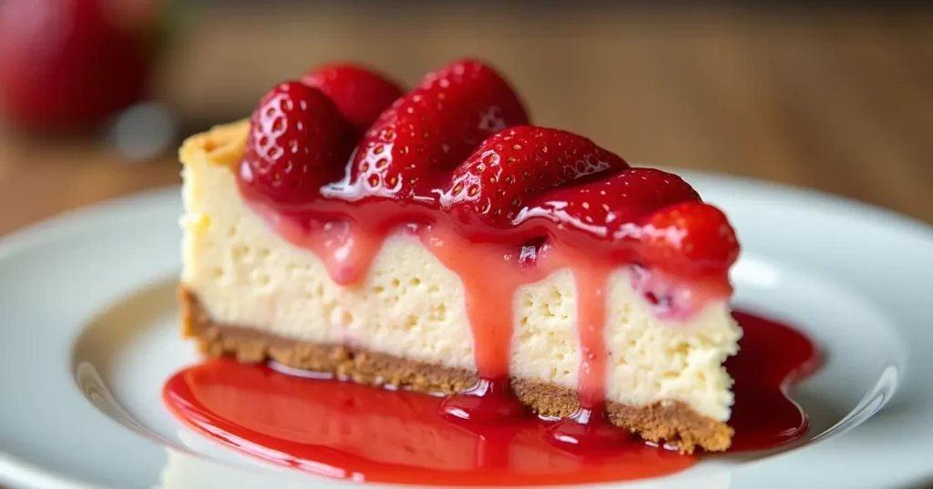 piece of strawberry cheesecake