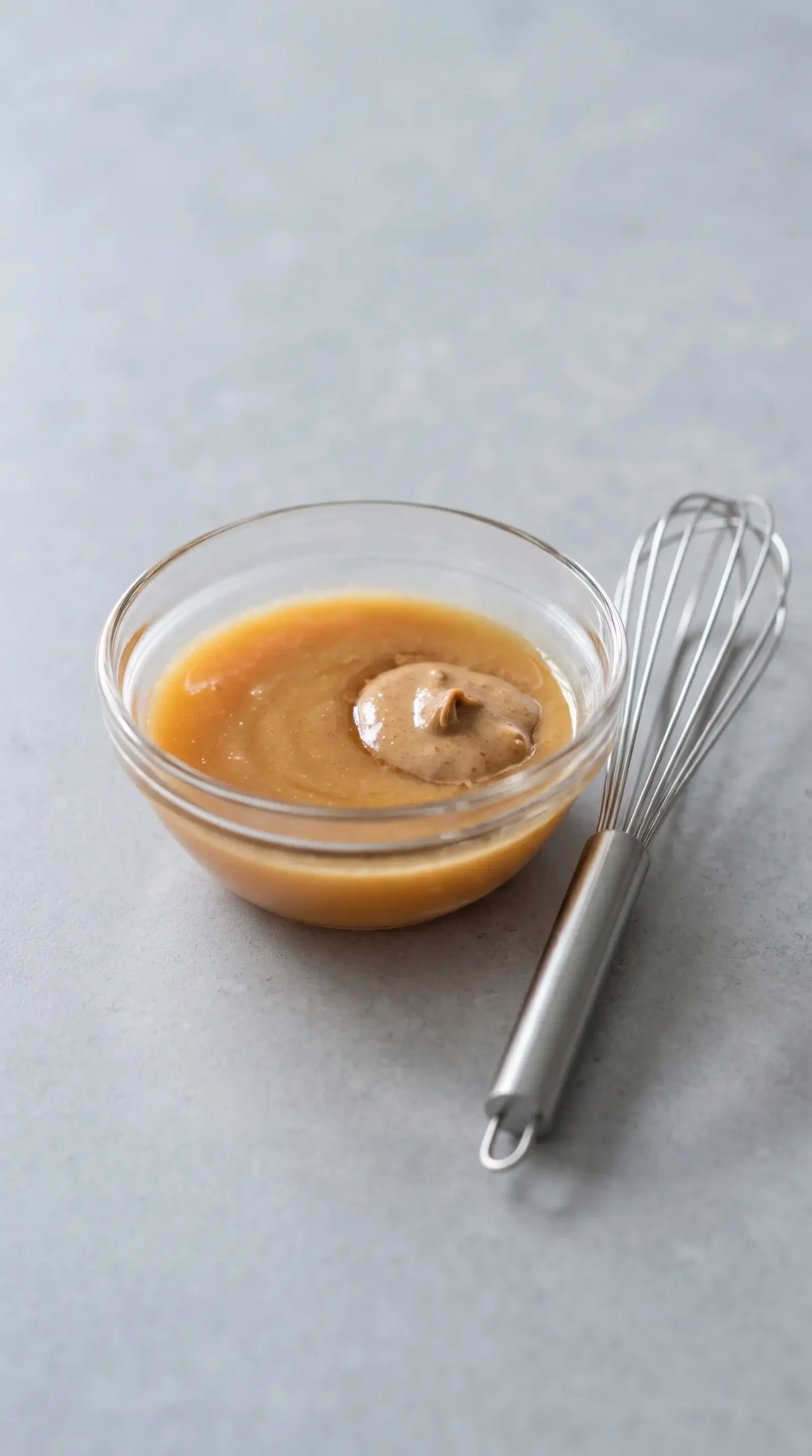 Warm coconut oil and maple syrup mixture prepared for vegan caramel sauce